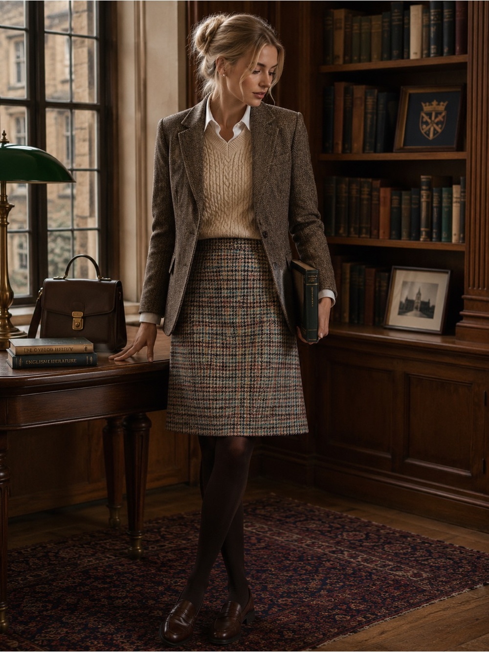 Sag Harbor Plaid A-Line Skirt in Camel, Teal and Burgundy